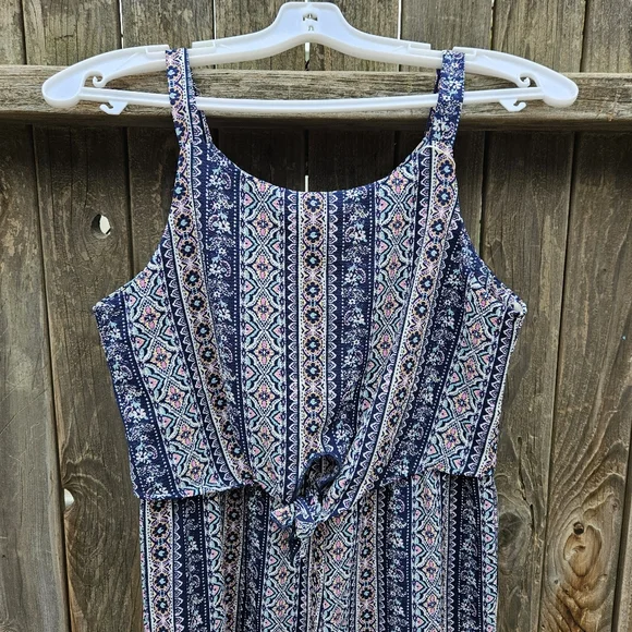 Knit Works Blue Patterned Sleeveless Jumpsuit Girls Size 14 - Picture 12 of 14